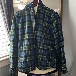 LL Bean Women's Scotch Plaid Flannel Shirt, Relaxed Zip Hoodie